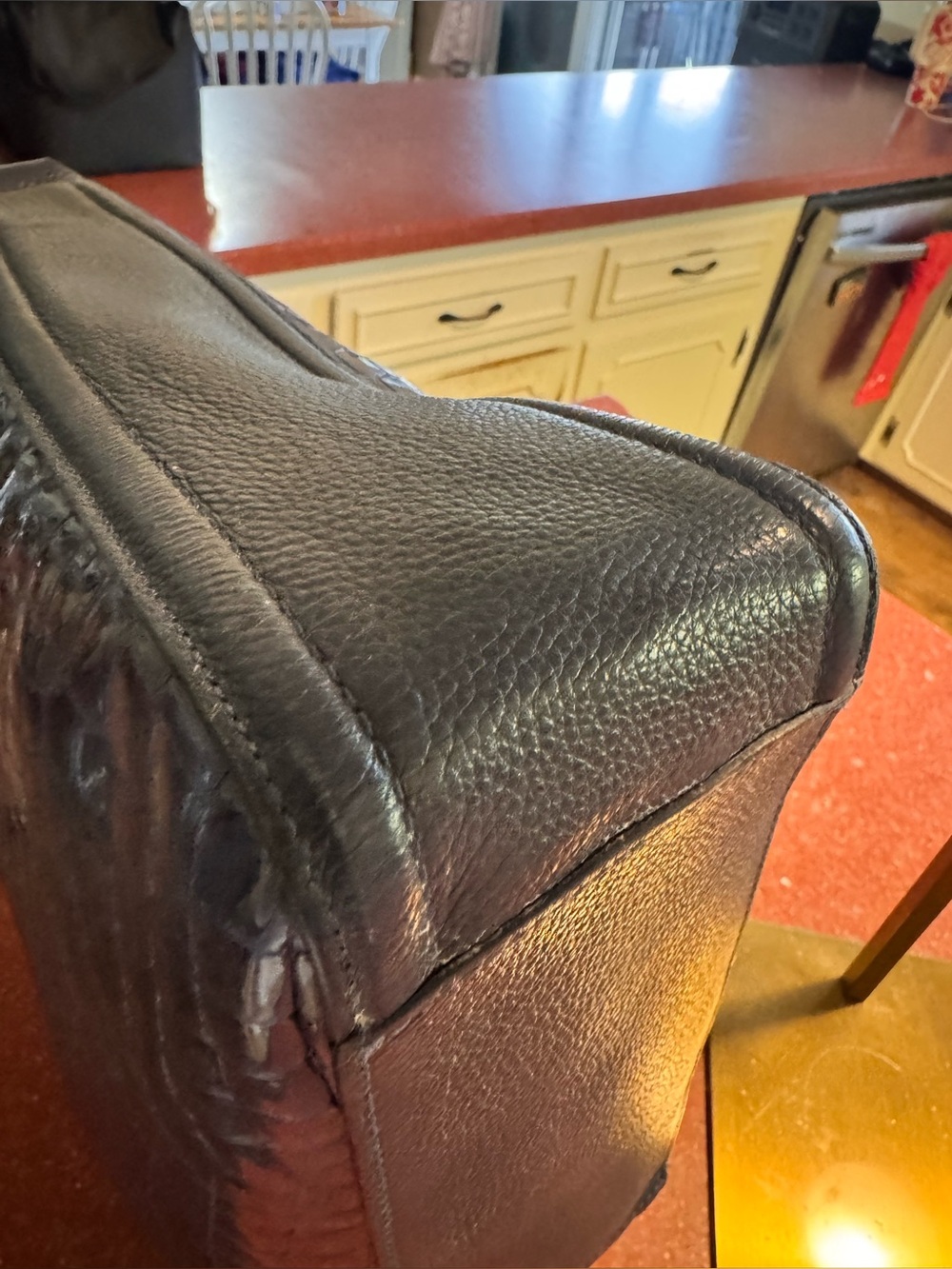 Brighton Cherie Soft Shoulder Bag in French Blue croc-embossed patent leather - Picture 8 of 10